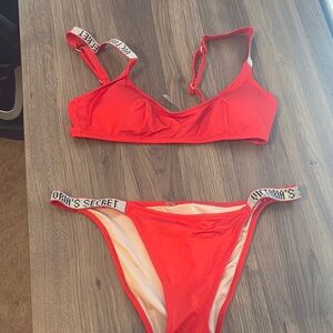 Vibrant Red Women's Swim Set